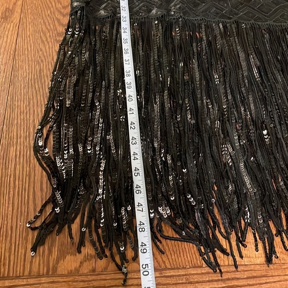 NIDODILEDA luxury soft wool formal midi media dress sequins fringe sweater blk M - Picture 13 of 17